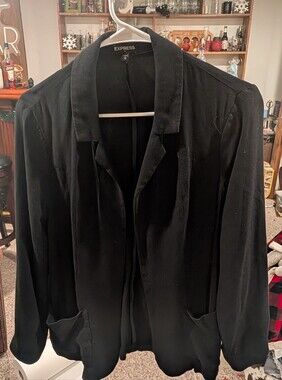 Express Black Open-Front Draped Blazer